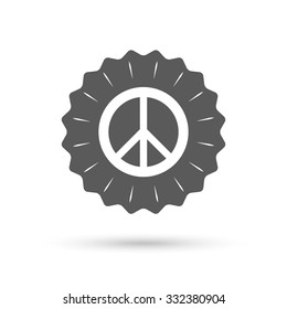 Vintage emblem medal. Peace sign icon. Hope symbol. Antiwar sign. Classic flat icon. Vector