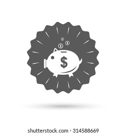 Vintage emblem medal. Piggy bank sign icon. Moneybox dollar symbol. Classic flat icon. Vector