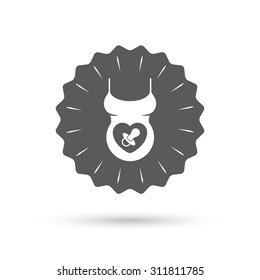 Vintage emblem medal. Pregnant woman shirt sign icon. Baby on board with dummy. Maternity symbol Classic flat icon. Vector