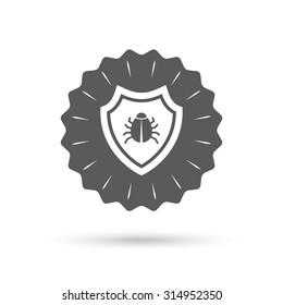 Vintage emblem medal. Shield sign icon. Virus protection symbol. Bug symbol. Classic flat icon. Vector