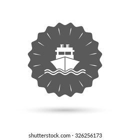Vintage emblem medal. Ship or boat sign icon. Shipping delivery symbol. With chimneys or pipes. Classic flat icon. Vector