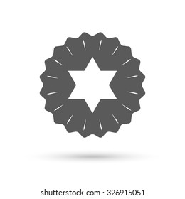 Vintage emblem medal. Star of David sign icon. Symbol of Israel. Jewish hexagram symbol. Shield of David. Classic flat icon. Vector