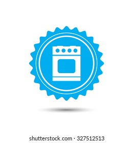 Vintage emblem medal. Stove vector icon. cooker icon. blue icon.