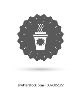 Vintage emblem medal. Take a Coffee sign icon. Hot Coffee cup. Classic flat icon. Vector