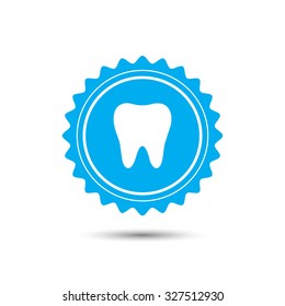 Vintage emblem medal. tooth icon,. Classic flat icon. Vector illustration