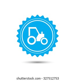 Vintage emblem medal. Tractor icon
