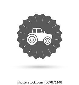 Vintage emblem medal. Tractor sign icon. Agricultural industry symbol. Classic flat icon. Vector