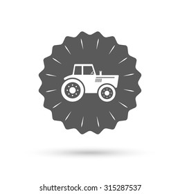 Vintage emblem medal. Tractor sign icon. Agricultural industry symbol. Classic flat icon. Vector