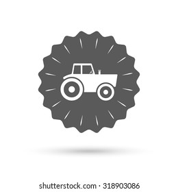 Vintage emblem medal. Tractor sign icon. Agricultural industry symbol. Classic flat icon. Vector