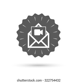 Vintage emblem medal. Video mail icon. Video camera symbol. Message sign. Classic flat icon. Vector