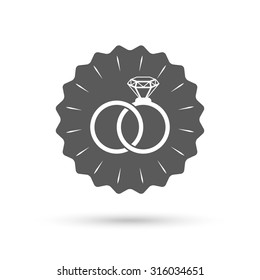 Vintage emblem medal. Wedding rings sign icon. Engagement symbol. Classic flat icon. Vector