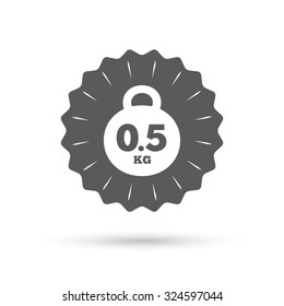 Vintage emblem medal. Weight sign icon. 0.5 kilogram (kg). Envelope mail weight. Classic flat icon. Vector