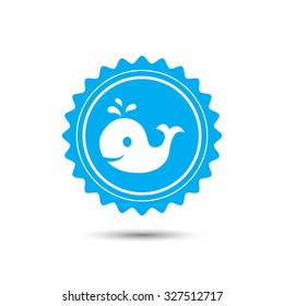 Vintage emblem medal. whale. Classic flat icon. Vector illustration