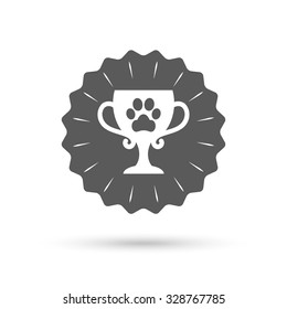 Vintage emblem medal. Winner pets cup sign icon. Trophy for pets. Classic flat icon. Vector
