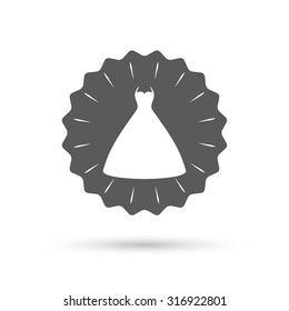 Vintage emblem medal. Woman dress sign icon. Elegant bride symbol. Classic flat icon. Vector