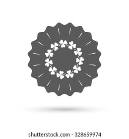 Vintage emblem medal. Wreath of clovers with three leaves sign icon. Saint Patrick trefoil shamrock symbol. Classic flat icon. Vector
