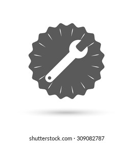 Vintage emblem medal. Wrench key sign icon. Service tool symbol. Classic flat icon. Vector