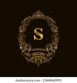 Diseño del logotipo de monograma de emblema de época S Inicial