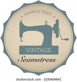 Vintage emblem of retro sewing machine
