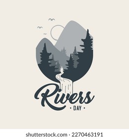 Vintage emblem Rivers Day template background. Vector illustration