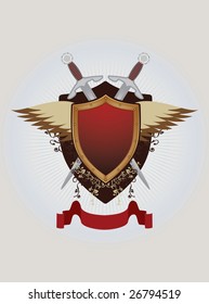 Vintage emblem with shield