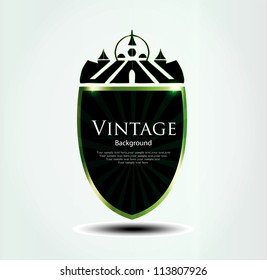 Vintage emblem with shield and crown