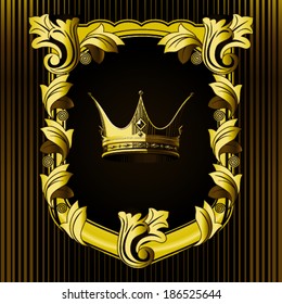 Vintage emblem with shield and crown