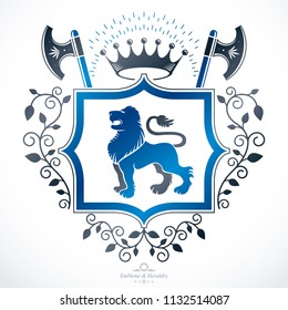 Vintage emblem, vector heraldic design.