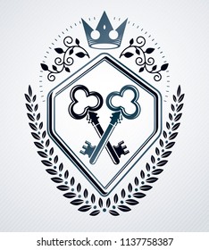 Vintage emblem, vector heraldic design.