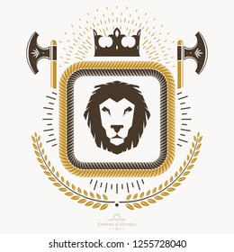 Vintage emblem, vector heraldic design.