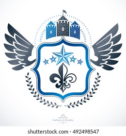 Vintage emblem, vector heraldic design.