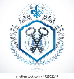 Vintage emblem, vector heraldic design.