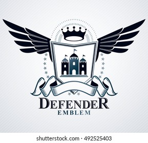 Vintage emblem, vector heraldic design.
