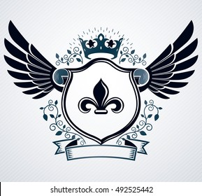 Emblema vintage, diseño heráldico vectorial.