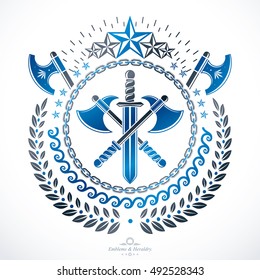 Vintage emblem, vector heraldic design.