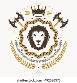Vintage emblem, vector heraldic design.