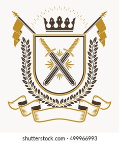 Vintage emblem, vector heraldic design.