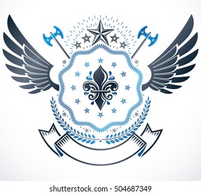 Vintage emblem, vector heraldic design.