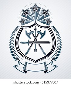 Vintage emblem, vector heraldic design.