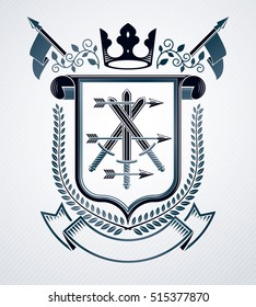 Vintage emblem, vector heraldic design.