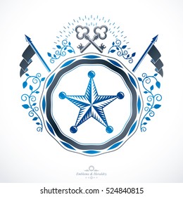 Vintage emblem, vector heraldic design.