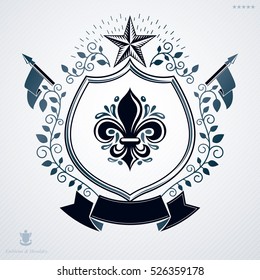 Vintage emblem, vector heraldic design.