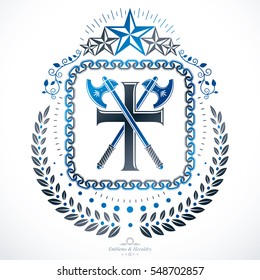 Vintage emblem, vector heraldic design.