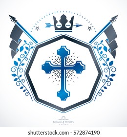 Vintage emblem, vector heraldic design.