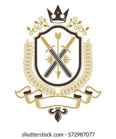 Vintage emblem, vector heraldic design.