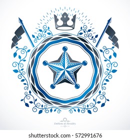 Vintage emblem, vector heraldic design.