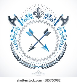 Vintage emblem, vector heraldic design.