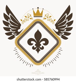 Vintage emblem, vector heraldic design.