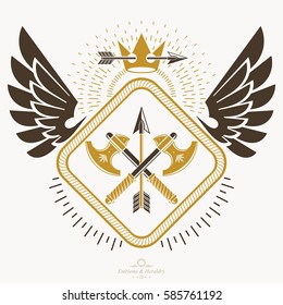 Vintage emblem, vector heraldic design.