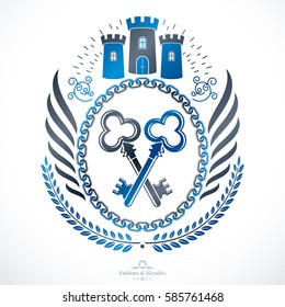 Vintage emblem, vector heraldic design.